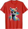 Funny Llama Lover Graphics Funny Llama Alpaca with Sunglasses Animal Graphic T-Shirt - Red