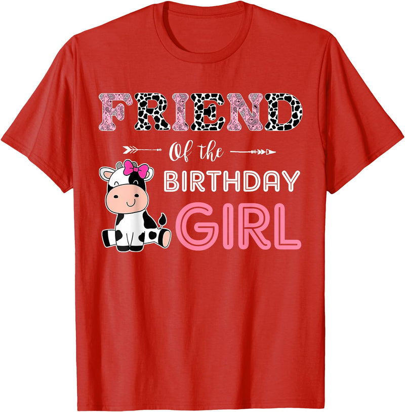 Cow Birthday Cow Lover Gifts For Family Men Woman Friend of The Birthday Girl Farm Cow Friend Matching Family T-Shirt - Red