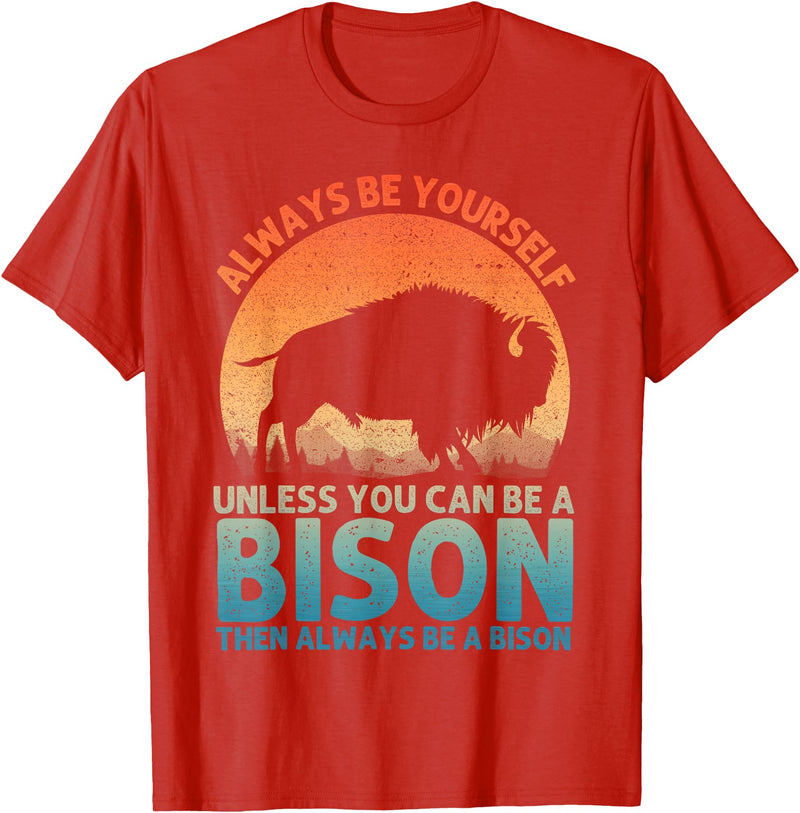 Bison Gift Bison Lover Accessories & Buffalo Stuff Cool Bison Design For Men Women Buffalo Animal Lovers Bison T-Shirt - Red