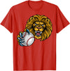 Lion Sports Team Mascot Baseball or Softball Ball Lion Sports Lions Team Mascot Holding Baseball Softball Ball T-Shirt - Red