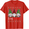 Xmas Lights Gnomes Holiday Graphics Merry Christmas Leopard Buffalo Red Plaid for Men Women T-Shirt - Red