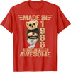 Vintage 60th Birthday 2026 Gifts Men Women 1966 60 Year Old Made in 1966 Teddy Bear 60th Birthday Men Women T-Shirt - Red