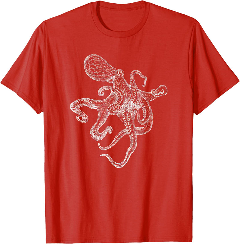 Threadrock Octopus Ocean Marine Fish Lover T-Shirt - Red