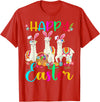 Happy Easter Three Llama Wearing Bunny Ear Happy Easter Llama Lover Three Llama Wearing Bunny Ear T-Shirt - Red