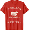 Funny Barbecue Lover Gifts & BBQ Fan Outfits Funny Barbecue Cow Pig Chicken Graphic Meat Smoking BBQ T-Shirt - Red