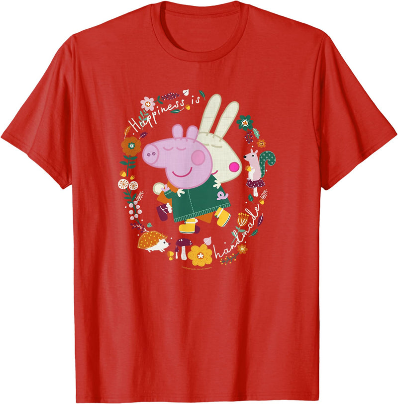 Peppa Pig Happiness Is Handmade Peppa & Rebecca Hugging T-Shirt - Red