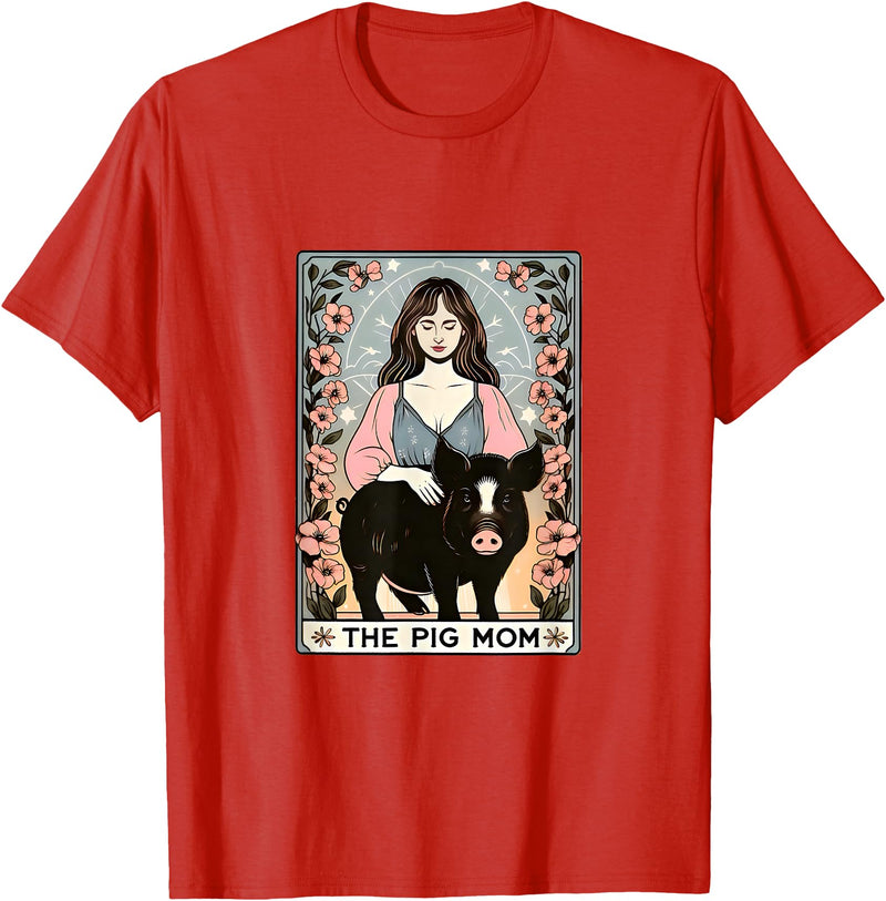 Board, Barrel and Home Pig mom mini pig potbelly pig tarot farm T-Shirt - Red