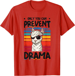 No Drama Llama and Alpaca Designs Only You Can Prevent Drama Llama T-Shirt - Red