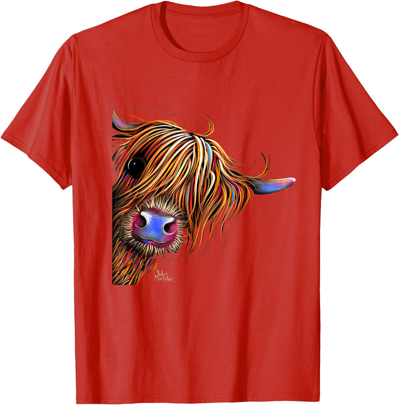 SHiRLeY MacARTHuR HiGHLaND CoW PRiNT ANiMaL PRiNT ' SuGaR LuMP ' T-Shirt - Red