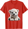 Just Sweet Designs Cute Polar Bear Cub Design T-Shirt, Small, Black - Red