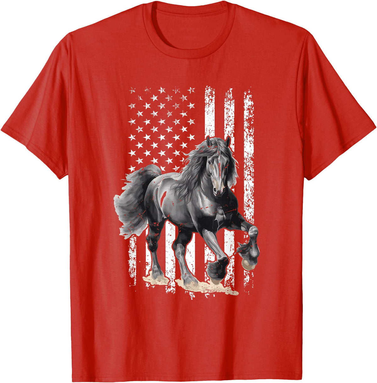 Friesian Design USA Flag Horse Relax it´s a Friesian T-Shirt - Red