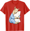 Funny Sleepy Llama Animal Lovers Pajama Llama Sleeping in Cute Pajamas Sleep T-Shirt - Red