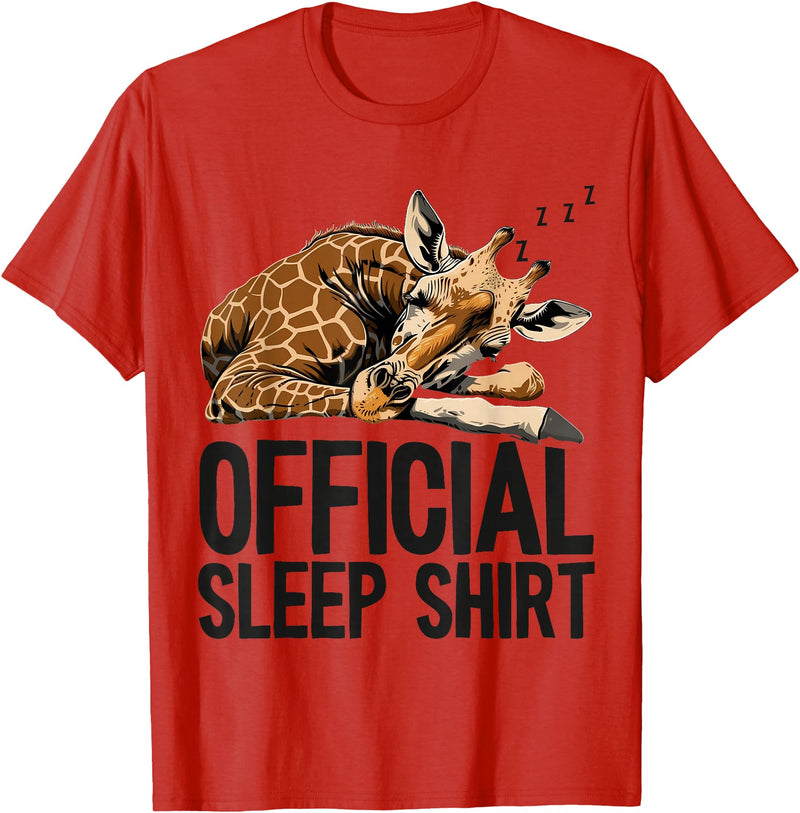 Sleeping Giraffe - Official Sleep Apparel Giraffe Sleeping Funny Official Sleep T-Shirt - Red