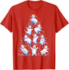 White Giant Christmas Tree Lights Santa Hats Polar Bear Christmas Tree Funny Ice Bear Holiday T-Shirt - Red