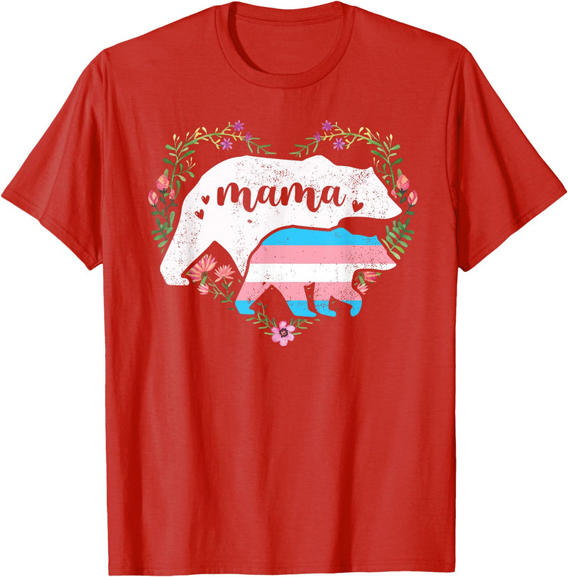 LGBT Trans Pride Shirts Mom Mama Bear for Moms LGBTQ Mama Bear Transgender Flag Gay Equal Rights Trans T-Shirt - Red
