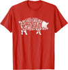 BBQ T-Shirts: Pig Cuts Barbecue and Grilling T-Shirt T-Shirt - Red
