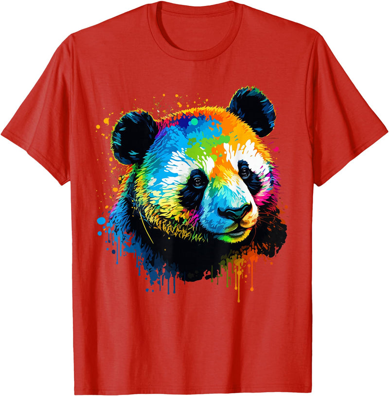 Cute Panda Lovers Kawaii Asian Bears Gifts DAIMMER Watercolor Panda T-Shirt - Red