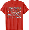 100 Types Of Fish Species Tee 100 Types of Freshwater Fish Species Fishing T-Shirt - Red