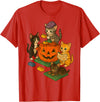 Cat Pumpkin Halloween Spooky Season Vintage Cute Cat Pumpkin Master Builder Halloween Spooky Season T-Shirt - Red