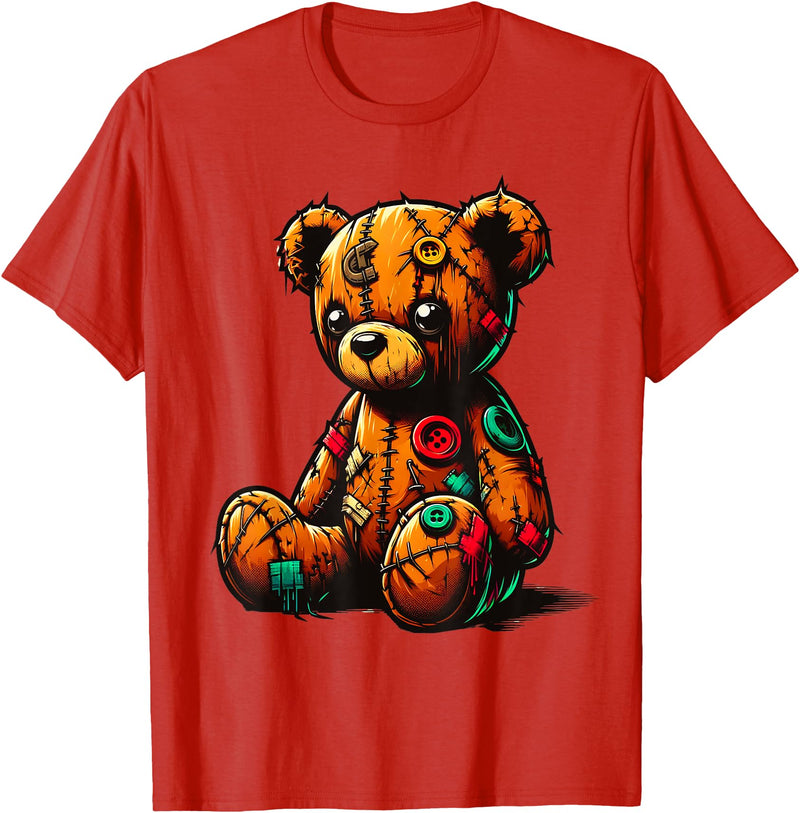 Colorful Teddy Art Cool Teddy Tattered Teddy Bear tshirt Cute Teddy Bear T-Shirt - Red