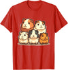 Best & Fun Guinea PIg Designs Cute, Kawaii Guinea Pig Family T-Shirt - Red