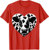 Humorous Gifts for Cow Farmer Cow Print Heart Cow Farmer Girl T-Shirt - Red