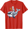 Orca Skeleton Halloween Whale Apparel Co. Skeleton Riding Mummy Orca Halloween Candy Whale T-Shirt - Red