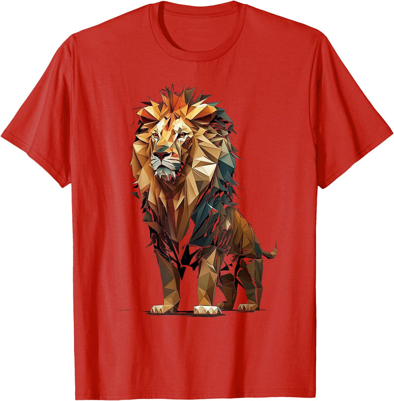 Cool Lions, Astrology And Horoscope Designs Lion colorful lions King Of Animals From Africa Polygon T-Shirt - Red