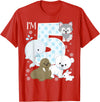 Arctic Animals Birthday Party Family Matching Bday Arctic Animals 5th Birthday Polar Bear Walrus Fox Sea Theme T-Shirt - Red