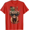 Highland Cow by AKH Highland Cow Camo American Flag, Patriotic Highland Cow T-Shirt - Red