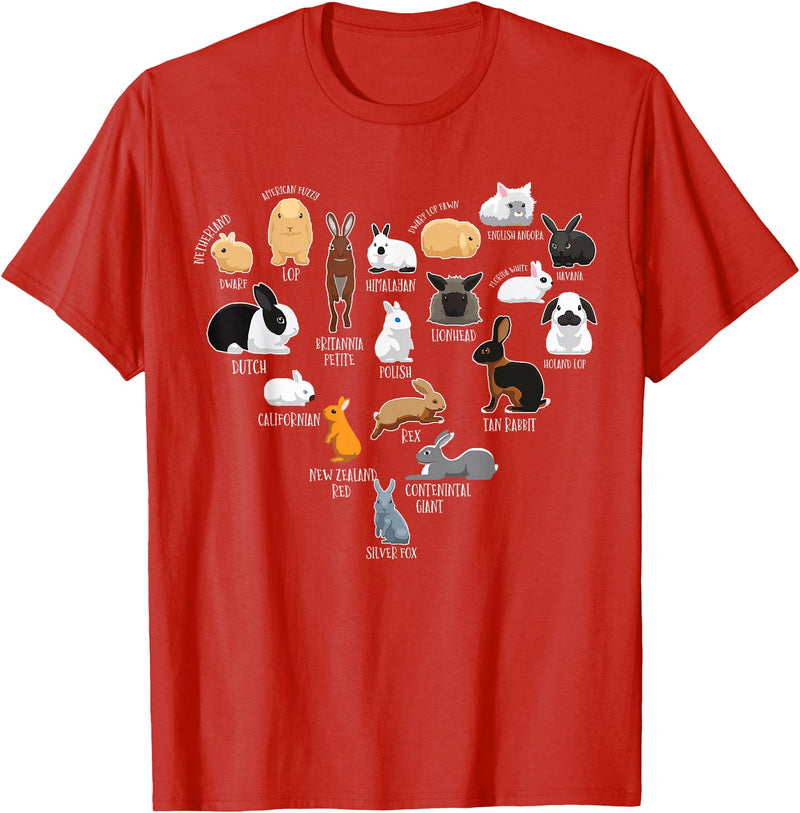 Rabbit Types & Cute Rabbit Species, Bunny - Rabbits T-Shirt in Red