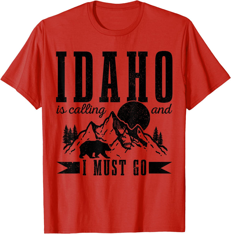 Idaho Is Calling And I Must Go! Idaho Is Calling & I Must Go Bear Mountains Vintage Gift T-Shirt - Red