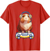 Guinea pig Video Game cavy Gift Guinea pig Gamers Funny guinea pig and Video Gamer Lover fluffy cavy Gamers T-Shirt - Red