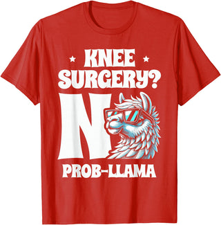 Llama Alpaca Lover Gifts Knee Surgery No Prob-llama Llamas Animal Lover T-Shirt - Red