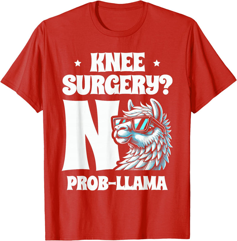 Llama Alpaca Lover Gifts Knee Surgery No Prob-llama Llamas Animal Lover T-Shirt - Red