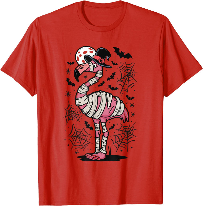 Flamingo Halloween Costume Mummy Spooky Flamingo Mummy T-Shirt - Red