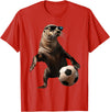 Animal Soccer Design Sea Lion Soccer T-Shirt - Red