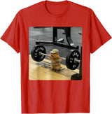 Hamster Deadlift Training Funny Cute Rat Weightlifting Meme T-Shirt - Red