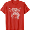 Scottish Highland Cattle Cow Merch Scottish Highland Cattle Cow Drawing T-Shirt - Red