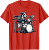 Cute Cow Playing Drums Cow Lover Apparel Cute Cow Playing Drums Cows Drummer Music T-Shirt - Red