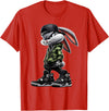 Cool Funny Bunny Rabbit Lovers Happy Easter Retro Trendy T-Shirt in Red