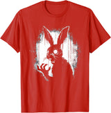 Scary Goth Rabbit, Horror Rabbit, Weirdcore Rabbit T-Shirt in Red