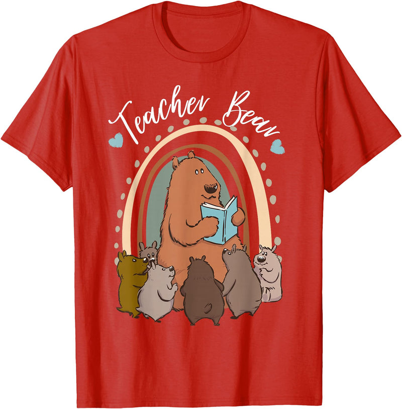 Thank You Teacher Appreciation Gifts Teacher Bear Reading Appreciation Teacher Graphic T-Shirt - Red