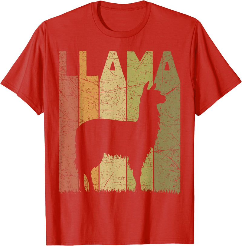 Alpaca Llama Vintage Llama Farming Designs. Llama Vintage Alpaca Llama Lover Retro Alpaca Farmer T-Shirt - Red