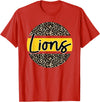 Lions School Spirit Leopard Print Yellow T-Shirt - Red
