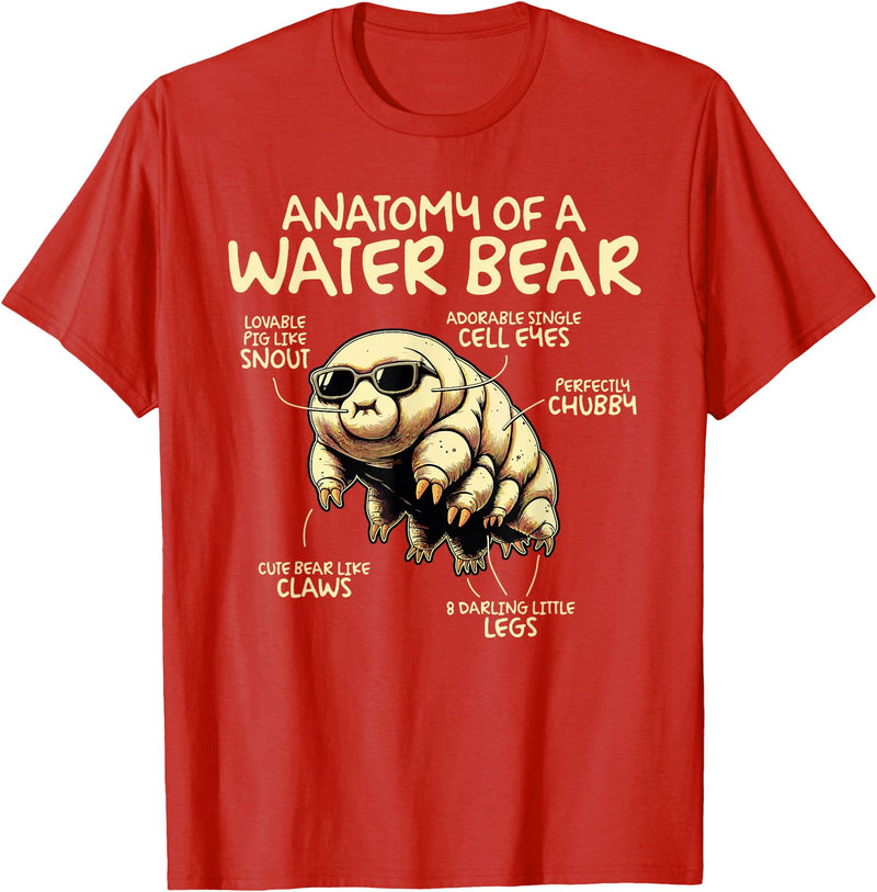 Tardigrade Water Bear Co Anatomy Of A Water Bear Funny Tardigrade T-Shirt - Red
