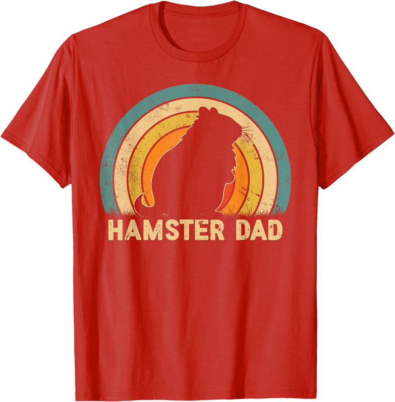 Hamster Dad Father's Day Vintage Style Hamster Dad Daddy T-Shirt - Red
