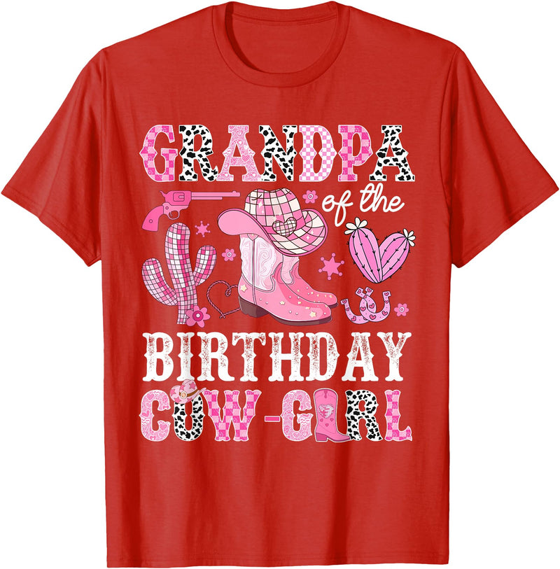 Pink Western Cowgirl Bday Party Family Matching Grandpa Of The Birthday Cow-Girl Rodeo Cowgirl Bday T-Shirt - Red