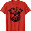 Bear Face Designs Papa Bear Face Grizzly Fathers Day Bear Lover Mens T-Shirt - Red