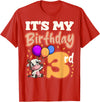 Cow Birthday 3 Party Farmyard Apparel Cow 3rd Birthday Party Balloons Moo Farm Animal Vet Barn T-Shirt - Red
